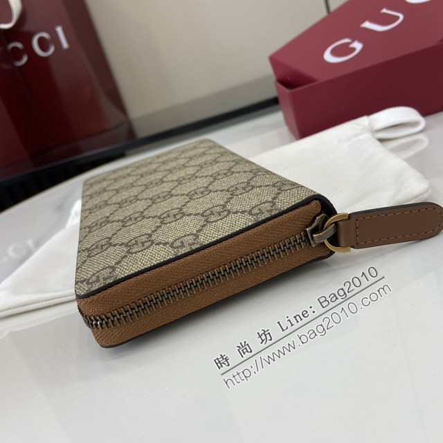Gucci專櫃古馳最新款Emblem系列經典圖案全拉鏈錢包男士長錢夾 jh2698型號：821207